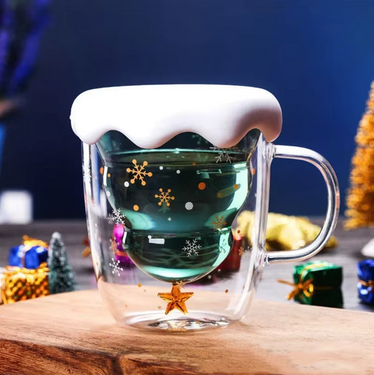 Christmas Tree Glass Mug (With Cover)