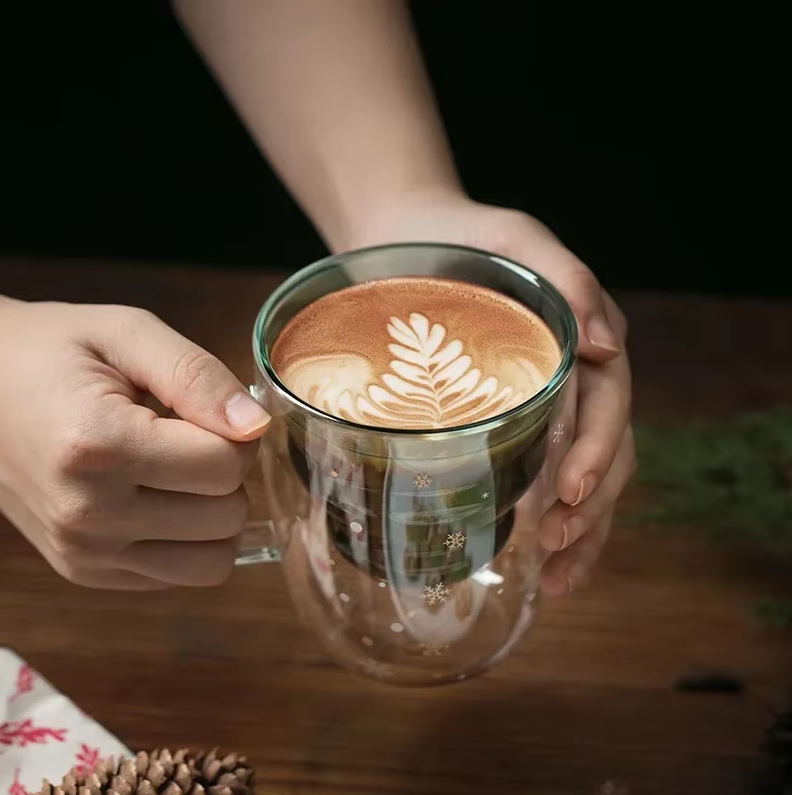 Christmas Tree Glass Mug (With Cover)