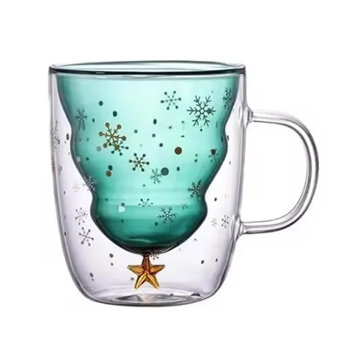 Christmas Tree Glass Mug (With Cover)